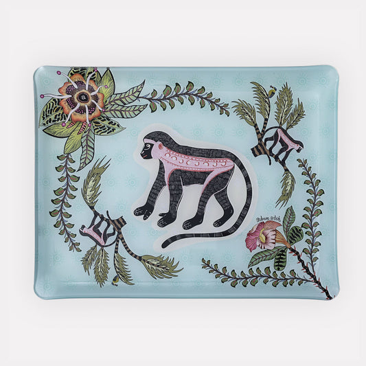 Meandering Monkey Small Tray in Oasis