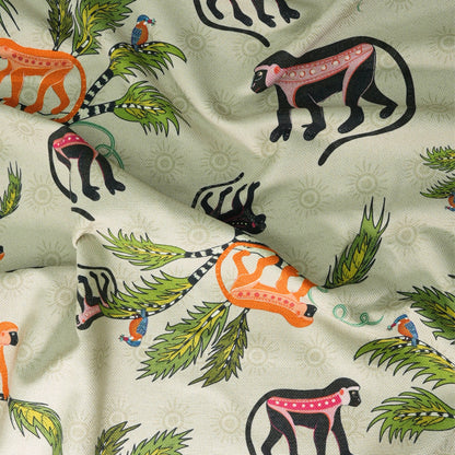 Monkey Palm Thick Weave Linen in Savannah-Mango