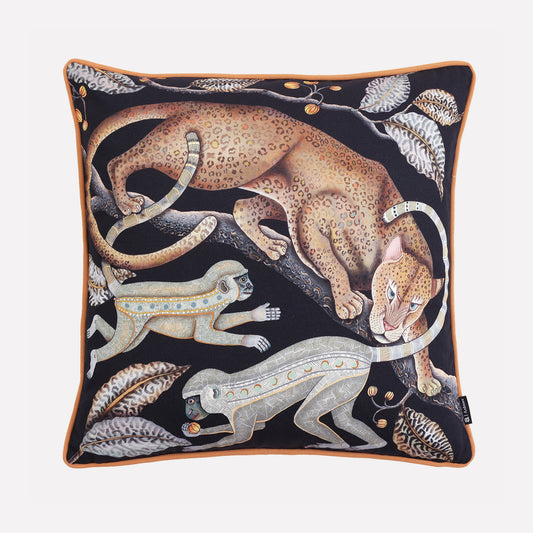 Monkey Tales Brass Cotton Cushion Cover