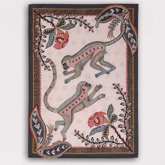 Monkey Tales Tea Towel in Sandstone