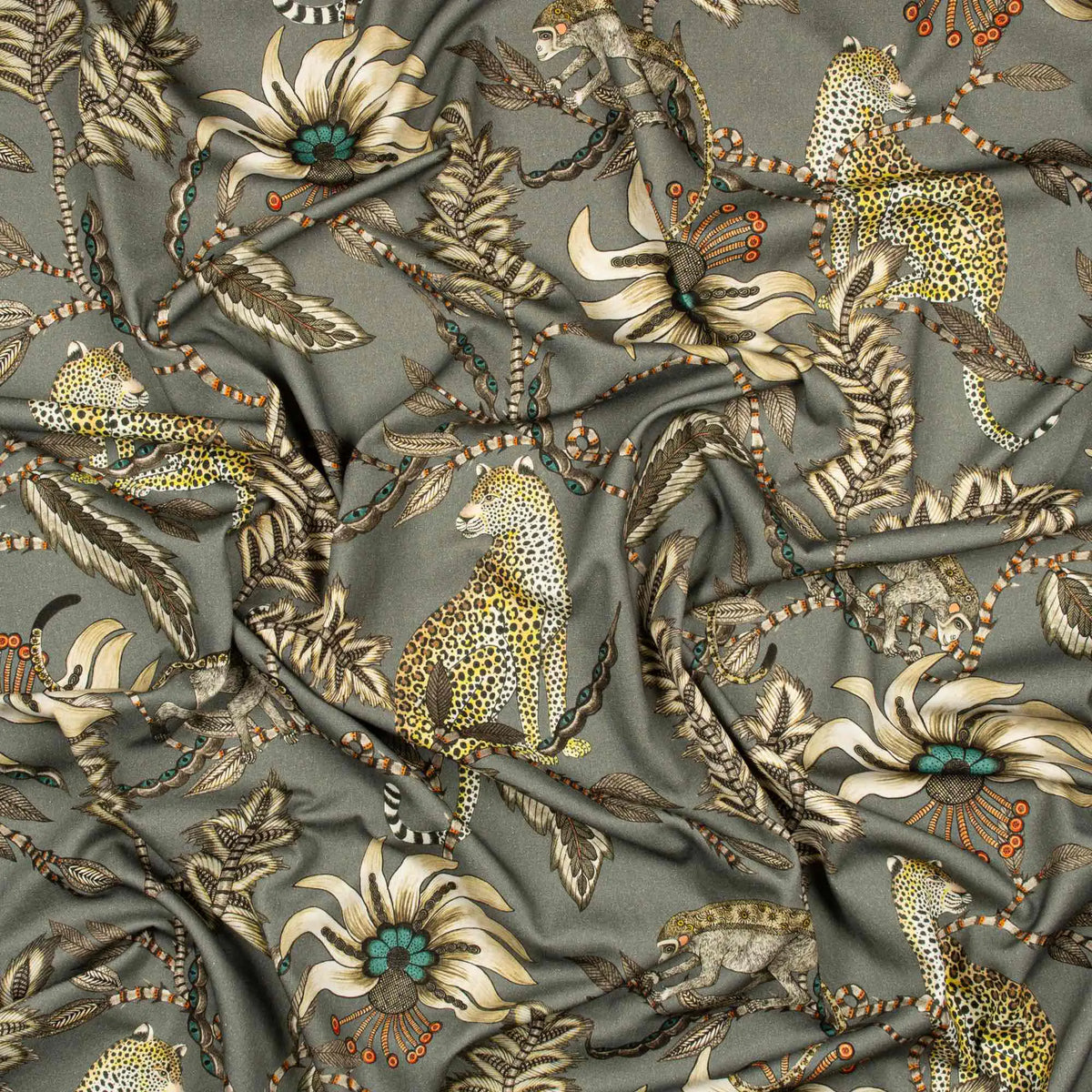 Monkey Bean Ash Linen Fabric Ardmore Design