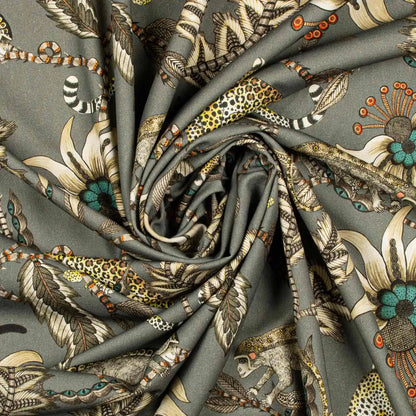 Monkey Bean Ash Linen Fabric Ardmore Design