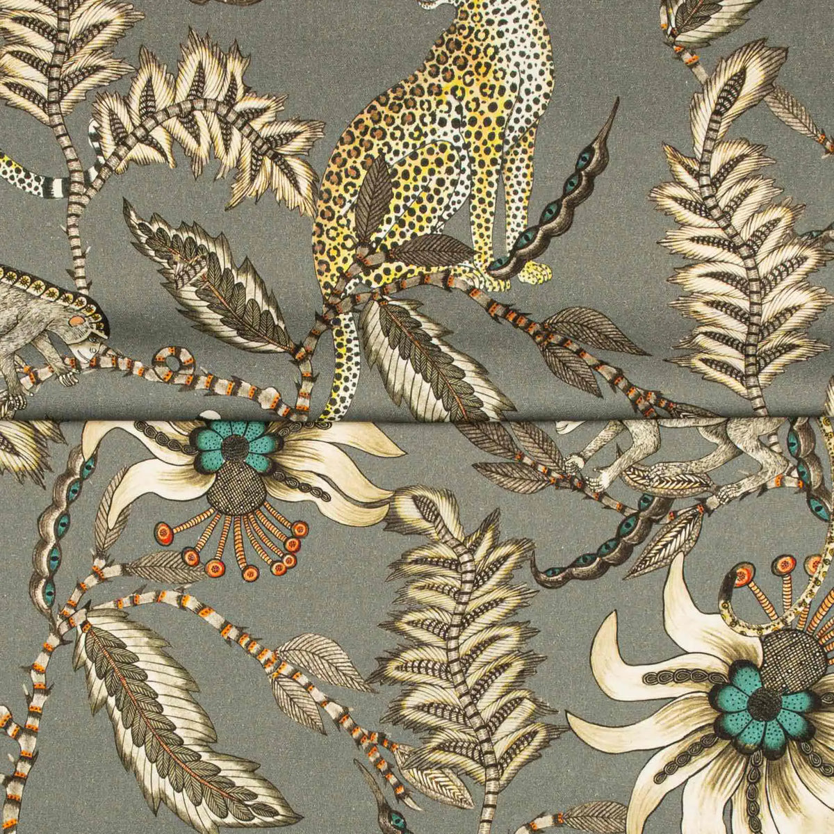 Monkey Bean Ash Linen Fabric Ardmore Design