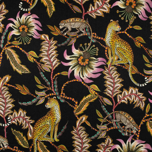 Monkey Bean Night Linen Fabric Ardmore Design