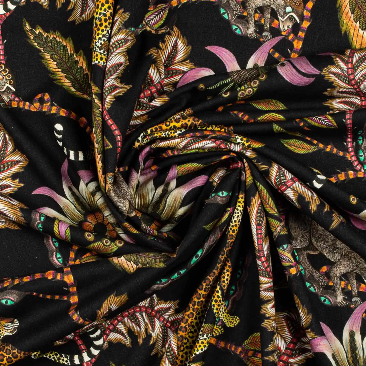 Monkey Bean Night Linen Fabric Ardmore Design