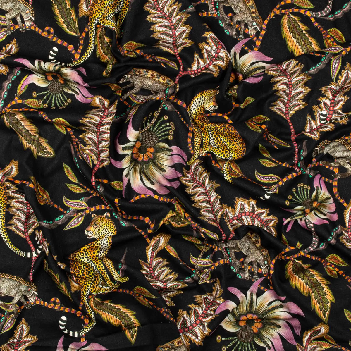 Monkey Bean Night Linen Fabric Ardmore Design