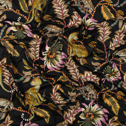 Monkey Bean Night Linen Fabric Ardmore Design