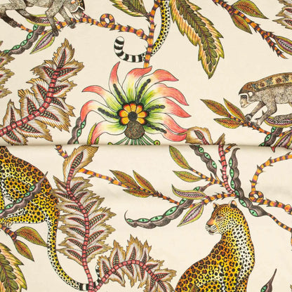 Monkey Bean Parakeet Linen Fabric Ardmore Design