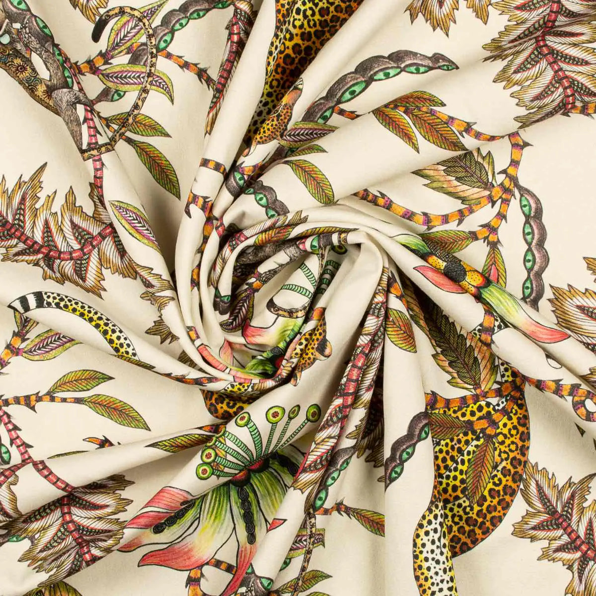 Monkey Bean Parakeet Linen Fabric Ardmore Design