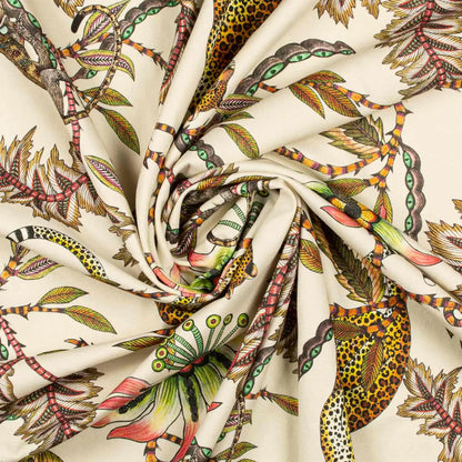 Monkey Bean Parakeet Linen Fabric Ardmore Design