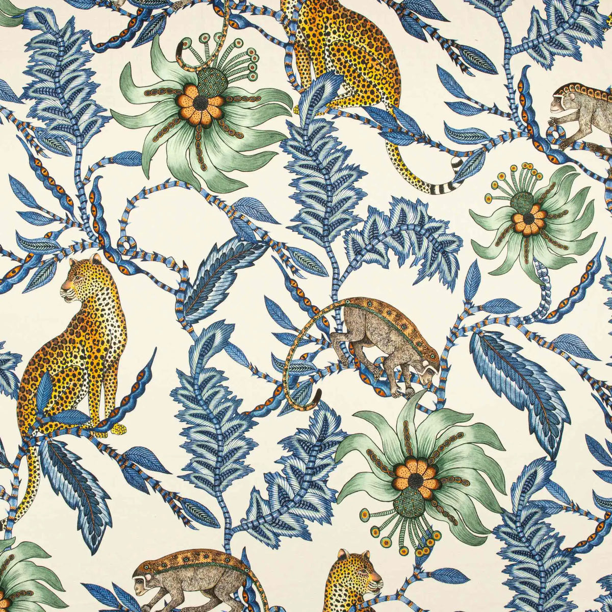 Monkey Bean Tanzanite Linen Fabric Ardmore Design
