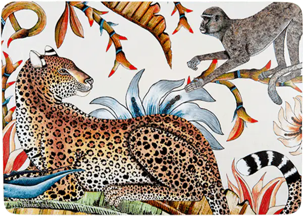 Monkey Paradise Sandstone Pair (Hardboard Placemats) Ardmore Design