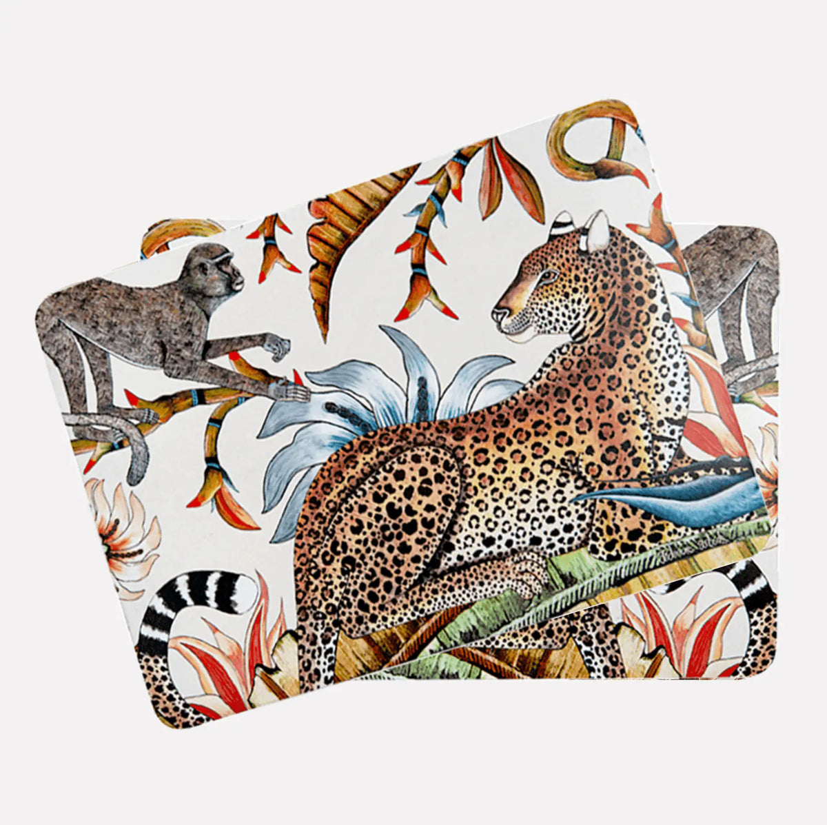 Monkey Paradise Sandstone Pair (Hardboard Placemats) Ardmore Design