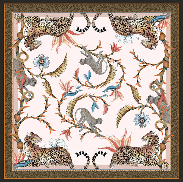 Monkey Paradise Square Tablecloth in Sandstone Ardmore Design
