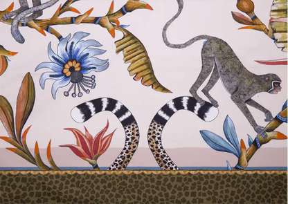 Monkey Paradise Square Tablecloth in Sandstone Ardmore Design