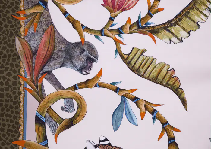 Monkey Paradise Square Tablecloth in Sandstone Ardmore Design