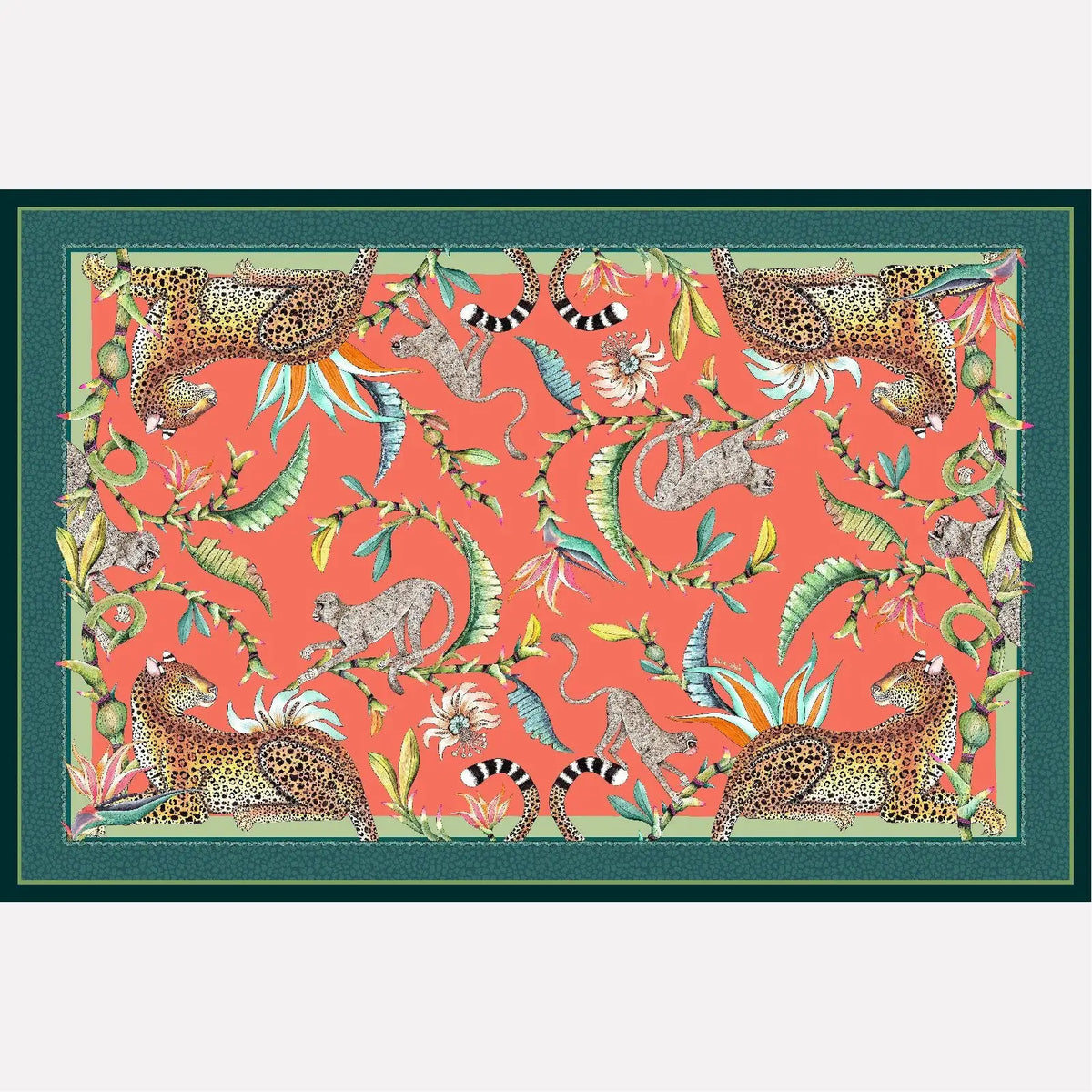 Monkey Paradise Tablecloth in Coral Ardmore Design