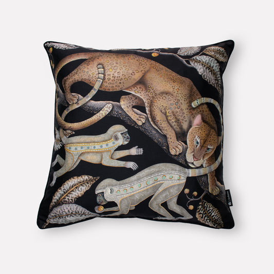 Monkey Tales Brass Silk Cushion Cover