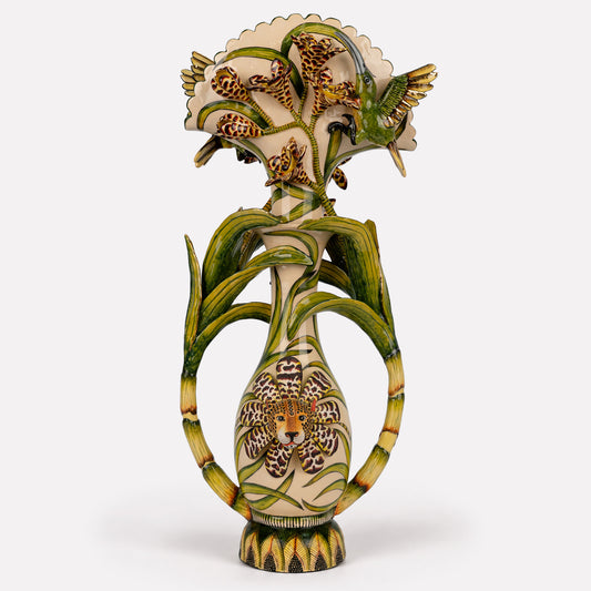 Leopard and Sunbird Vase
