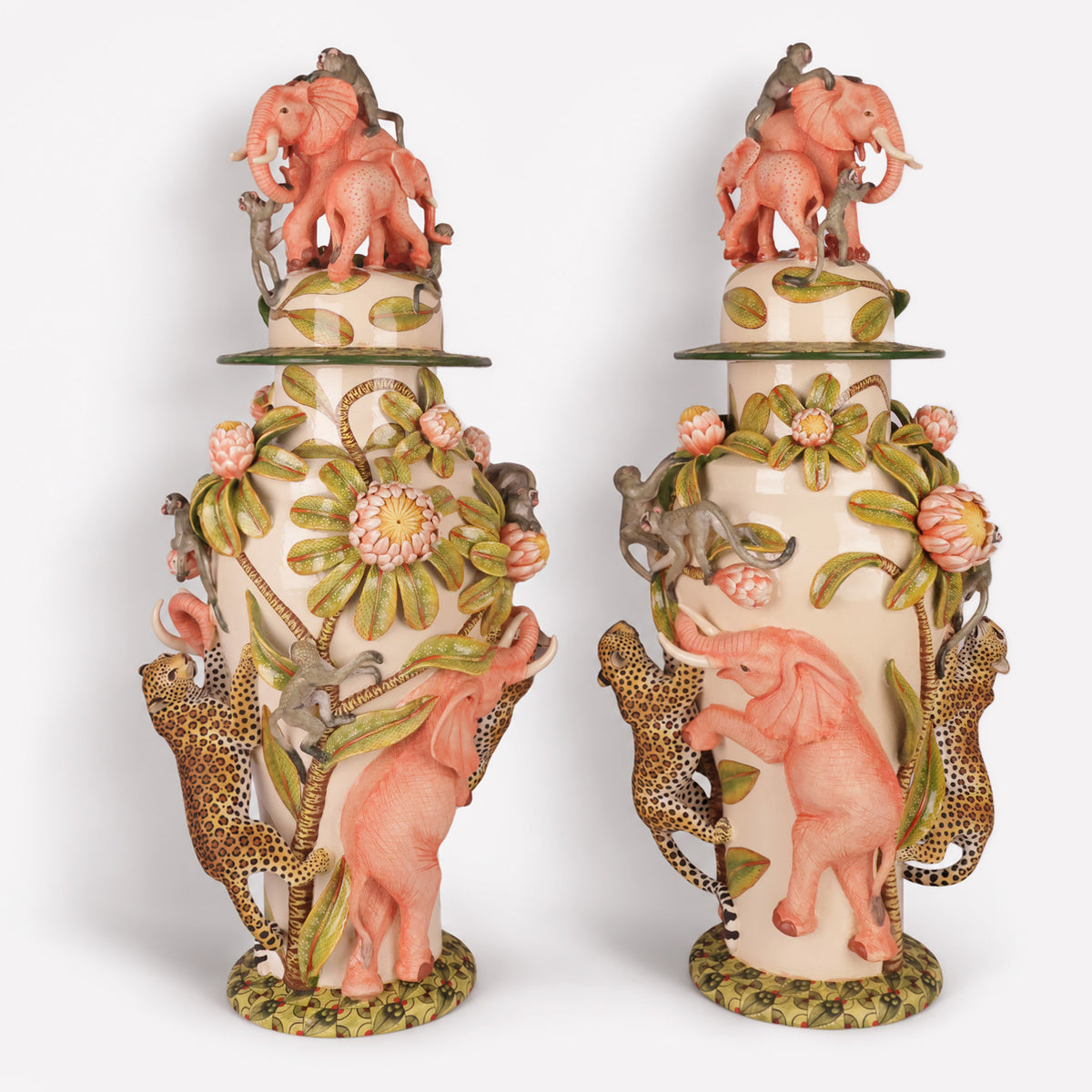 Elephant, Leopard & Monkey Vessels