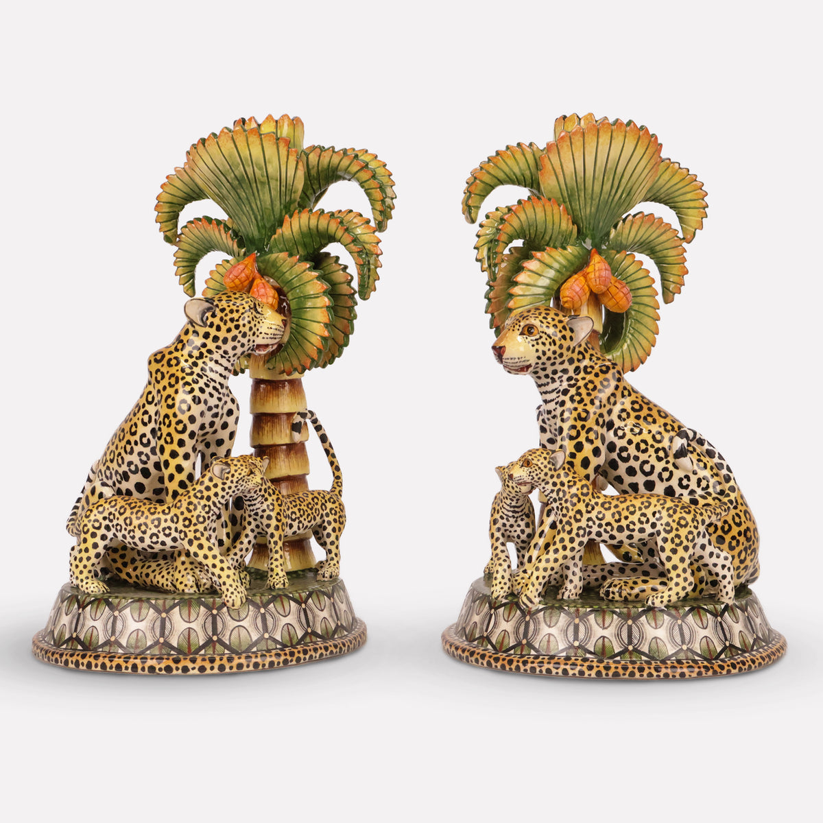 Leopard and Palm Candle Holders