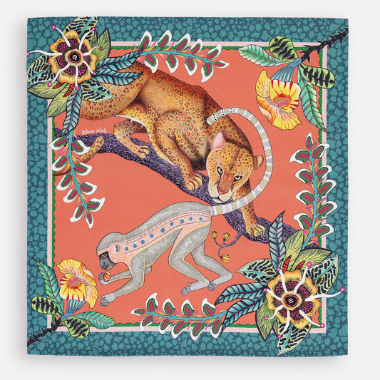 Monkey Tales Napkins in Coral (PAIR)