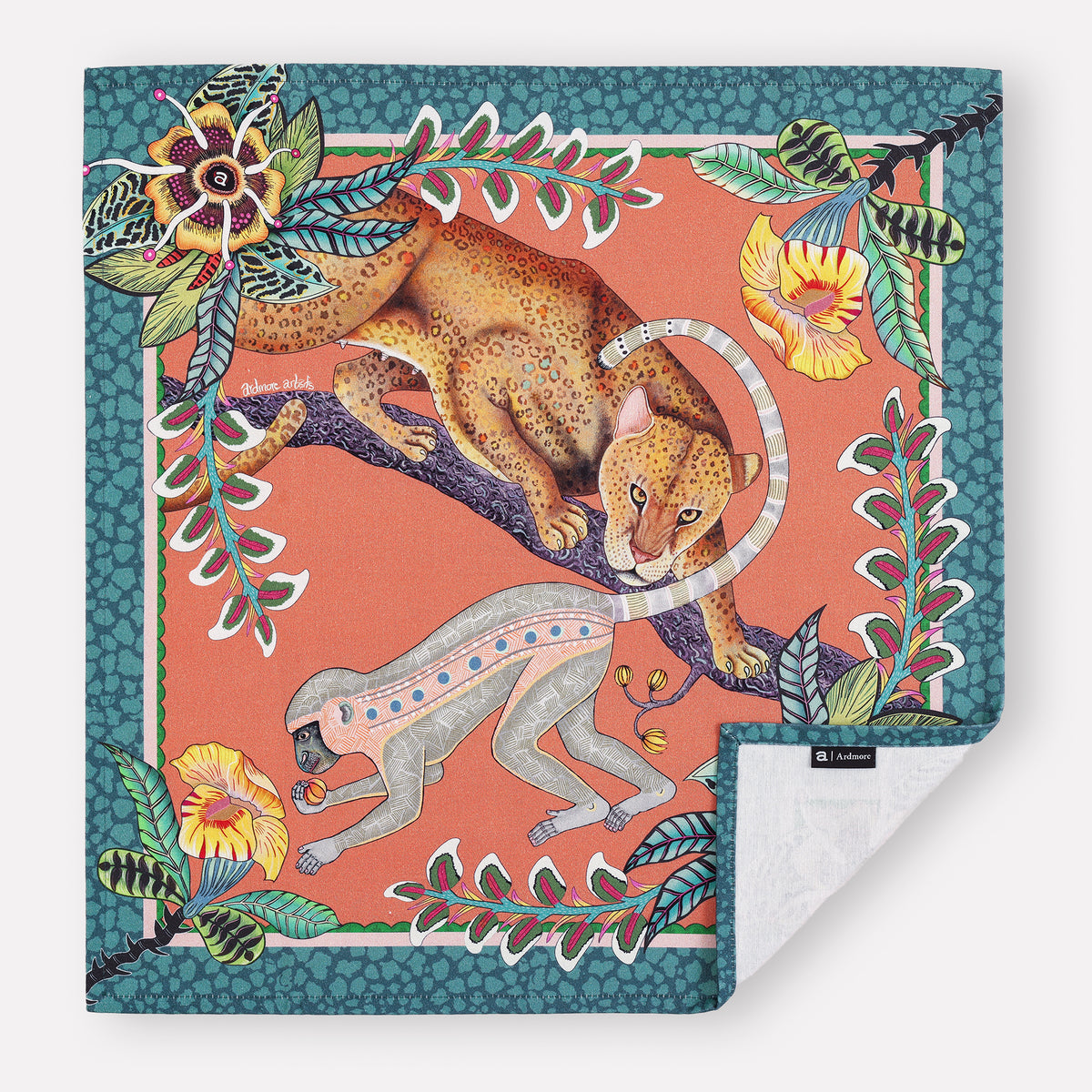Monkey Tales Napkins in Coral (PAIR)
