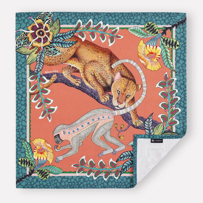 Monkey Tales Napkins in Coral (PAIR)