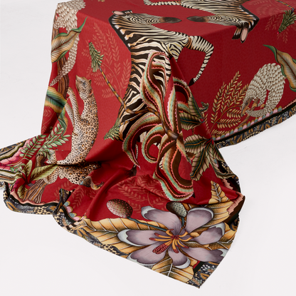 Pangolin Park Satinette Tablecloth in Royal Red