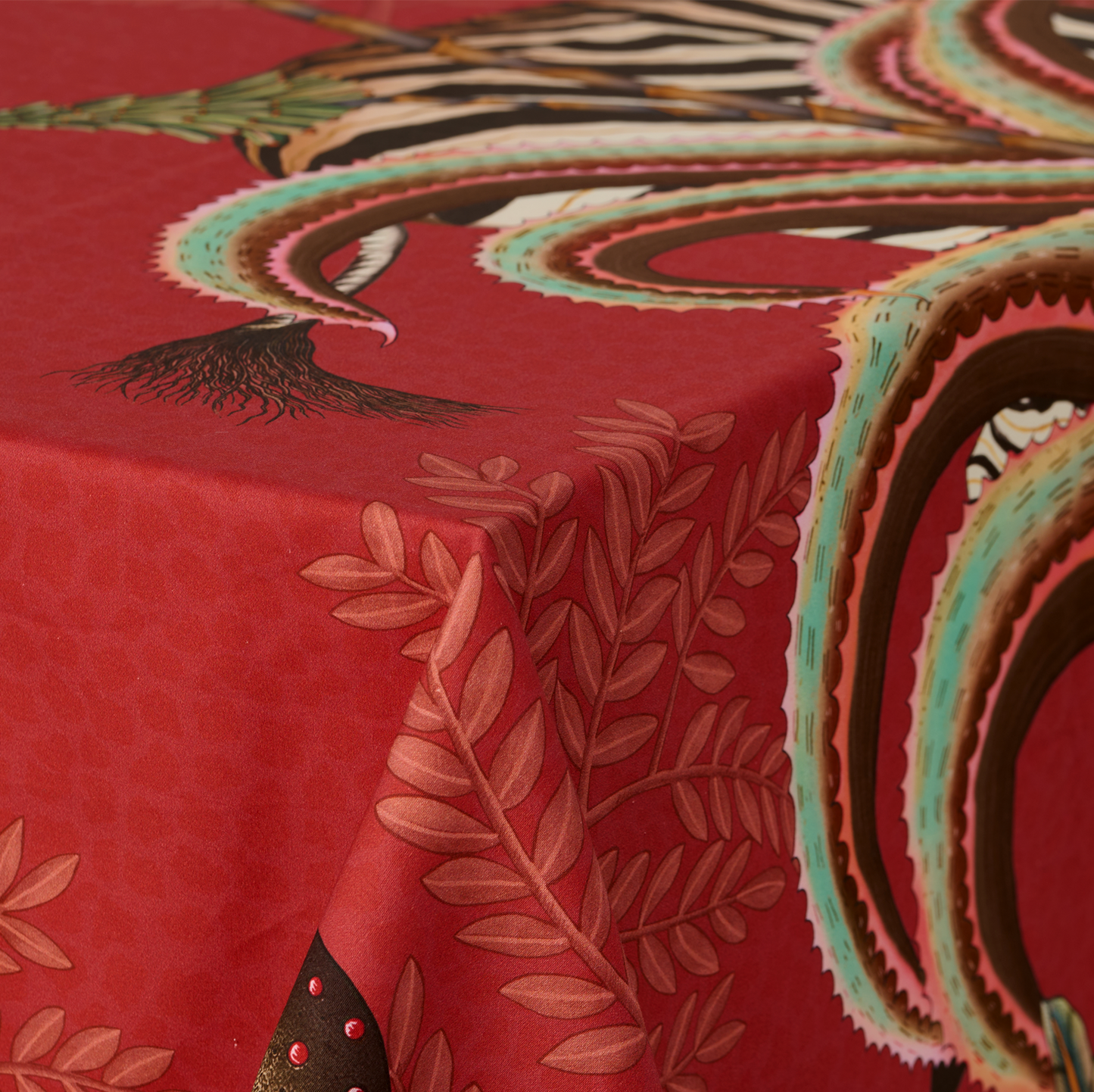 Pangolin Park Satinette Tablecloth in Royal Red