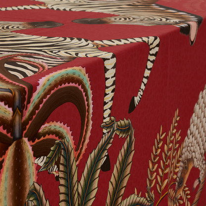 Pangolin Park Satinette Tablecloth in Royal Red