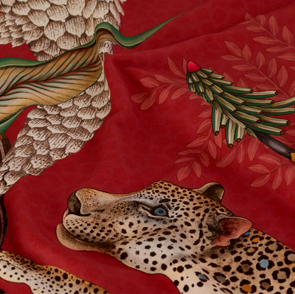 Pangolin Park Satinette Tablecloth in Royal Red