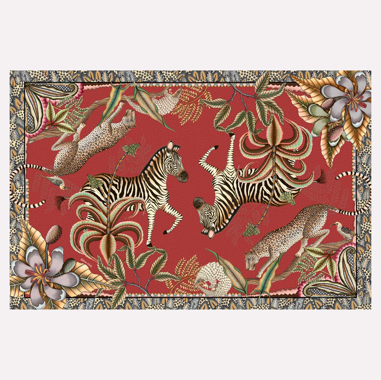 Pangolin Park Satinette Tablecloth in Royal Red