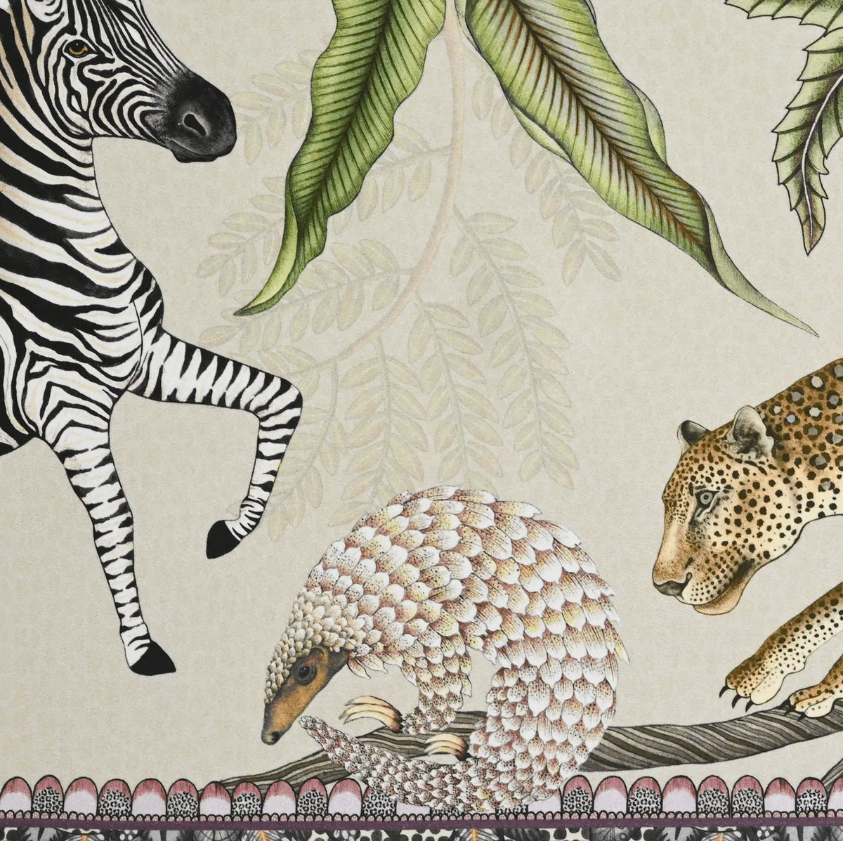 Pangolin Park Table Runner in Stone halsted-design-uk.myshopify.com