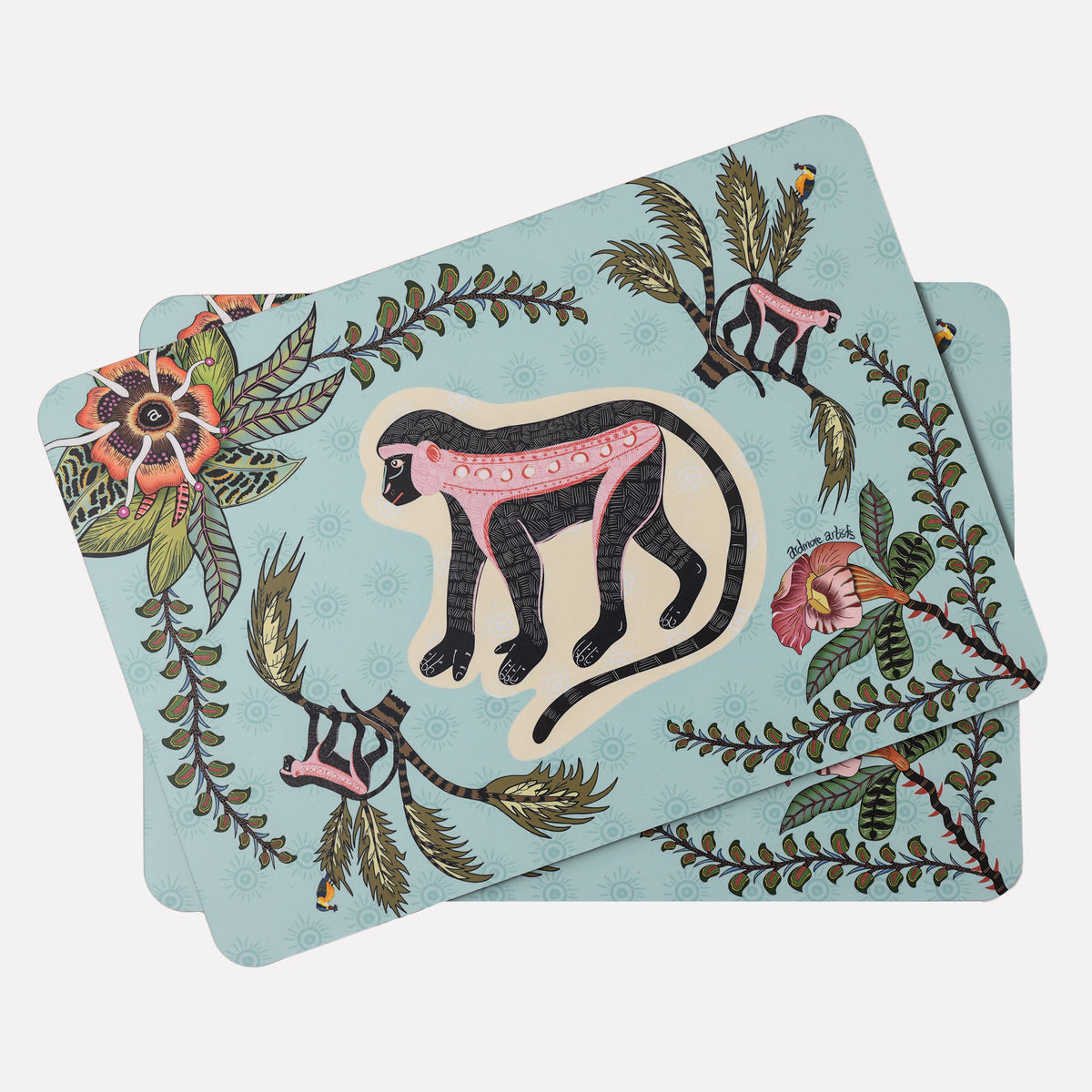 Meandering Monkey Oasis Pair (Hardboard Placemats)