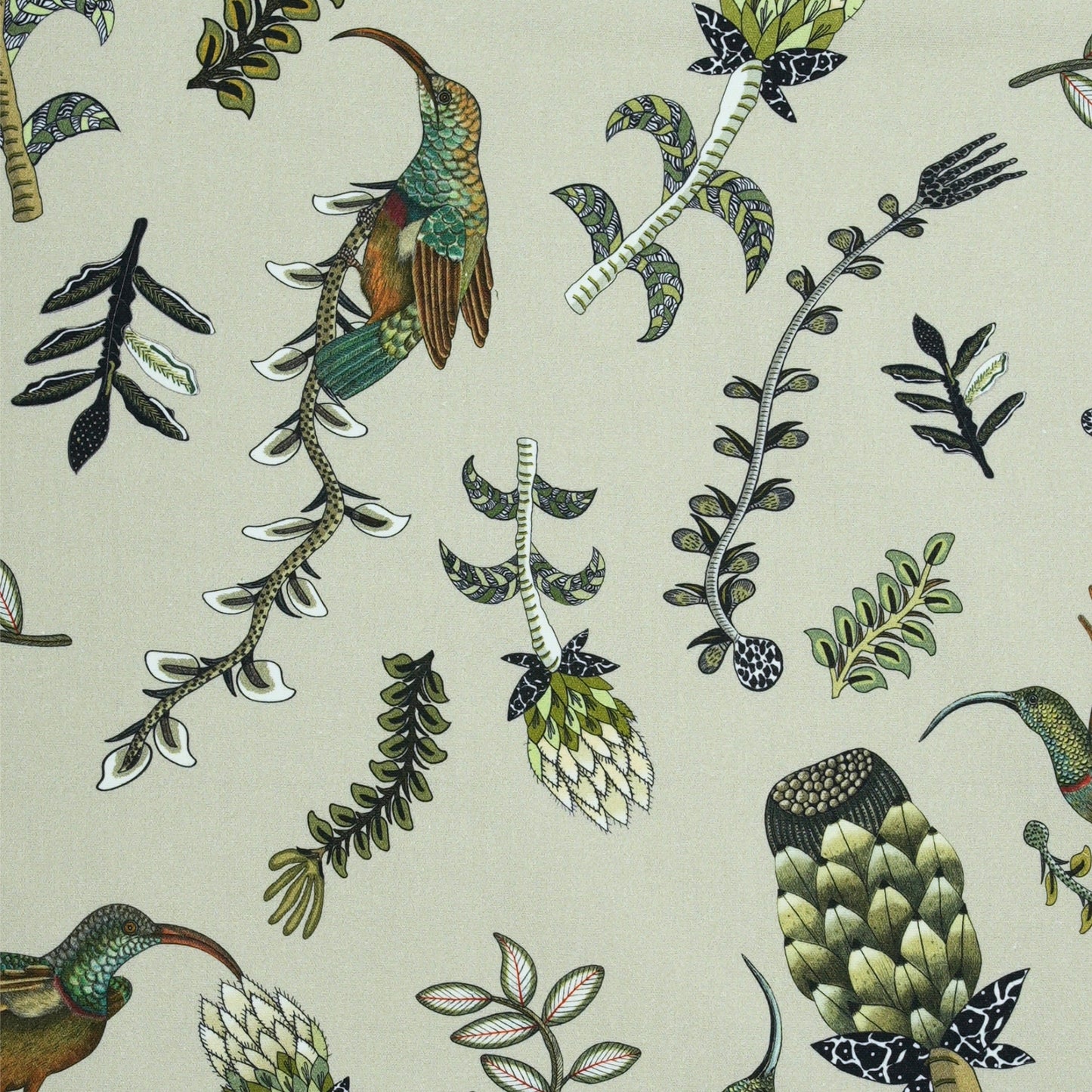 Protea Garden Stone Linen Fabric