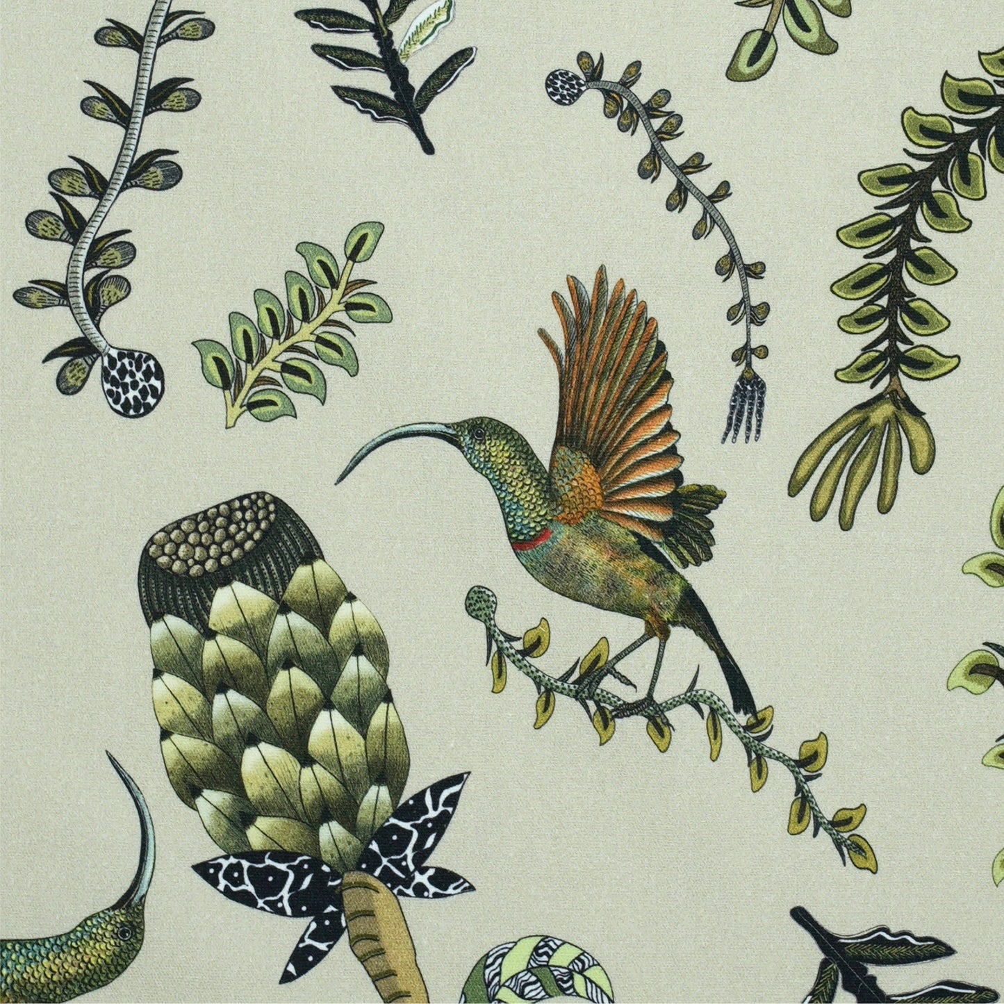 Protea Garden Stone Linen Fabric