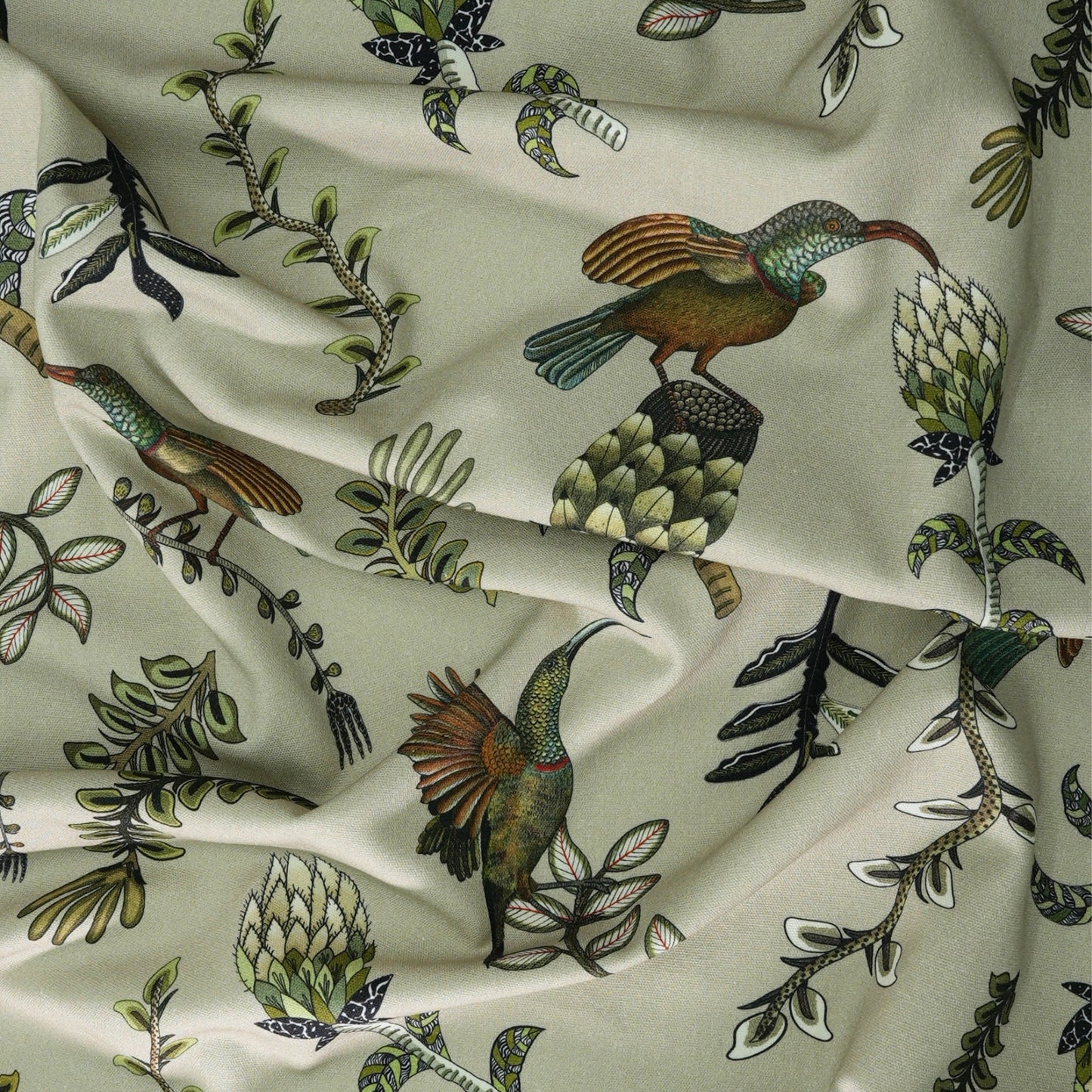 Protea Garden Stone Linen Fabric