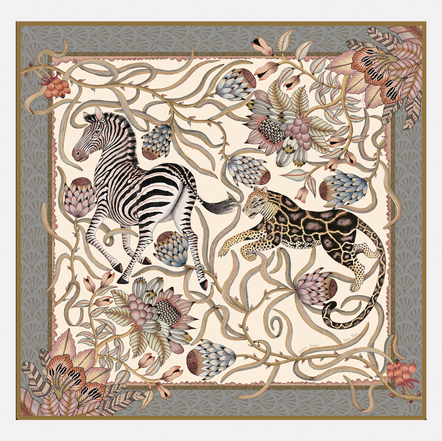 Protea Plains Silk Scarf Pearl 135