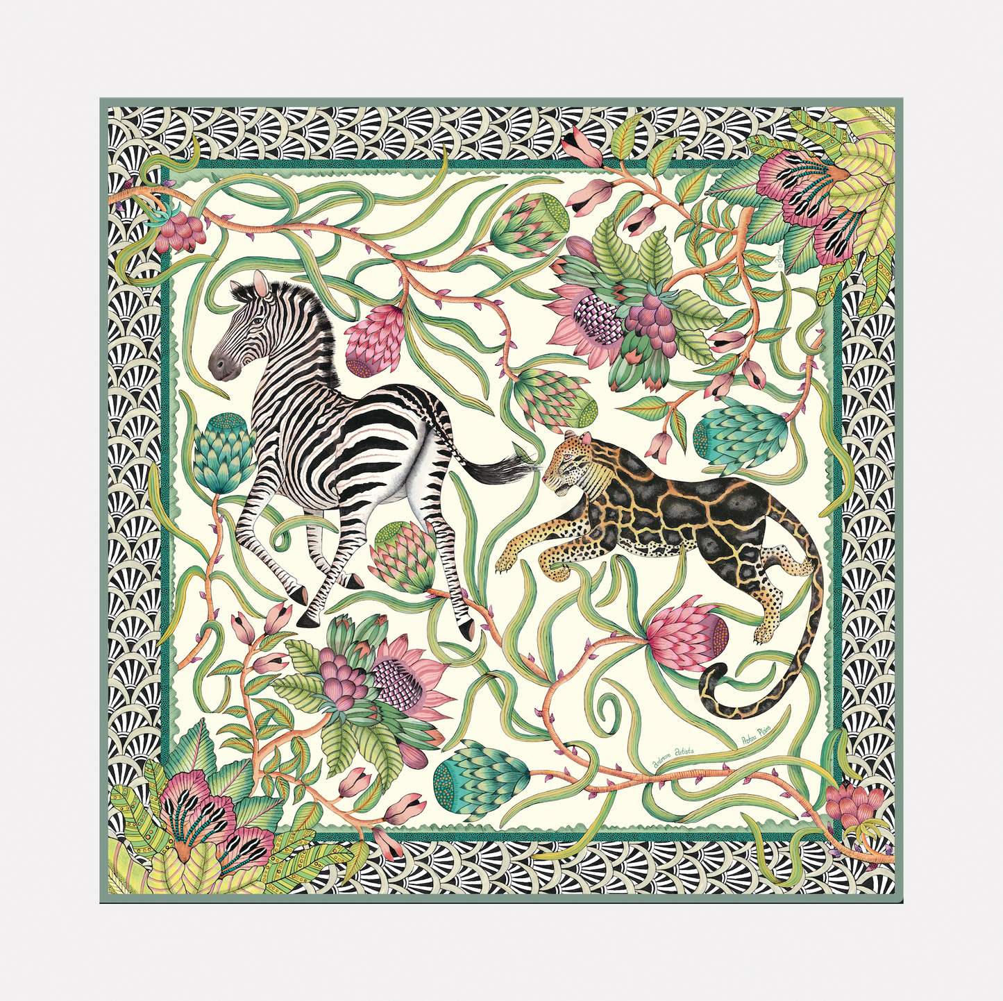 Protea Plains Silk Scarf Stone 90