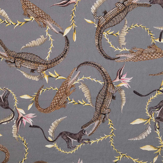 River Chase Silver Ripple Linen Fabric Ardmore Design