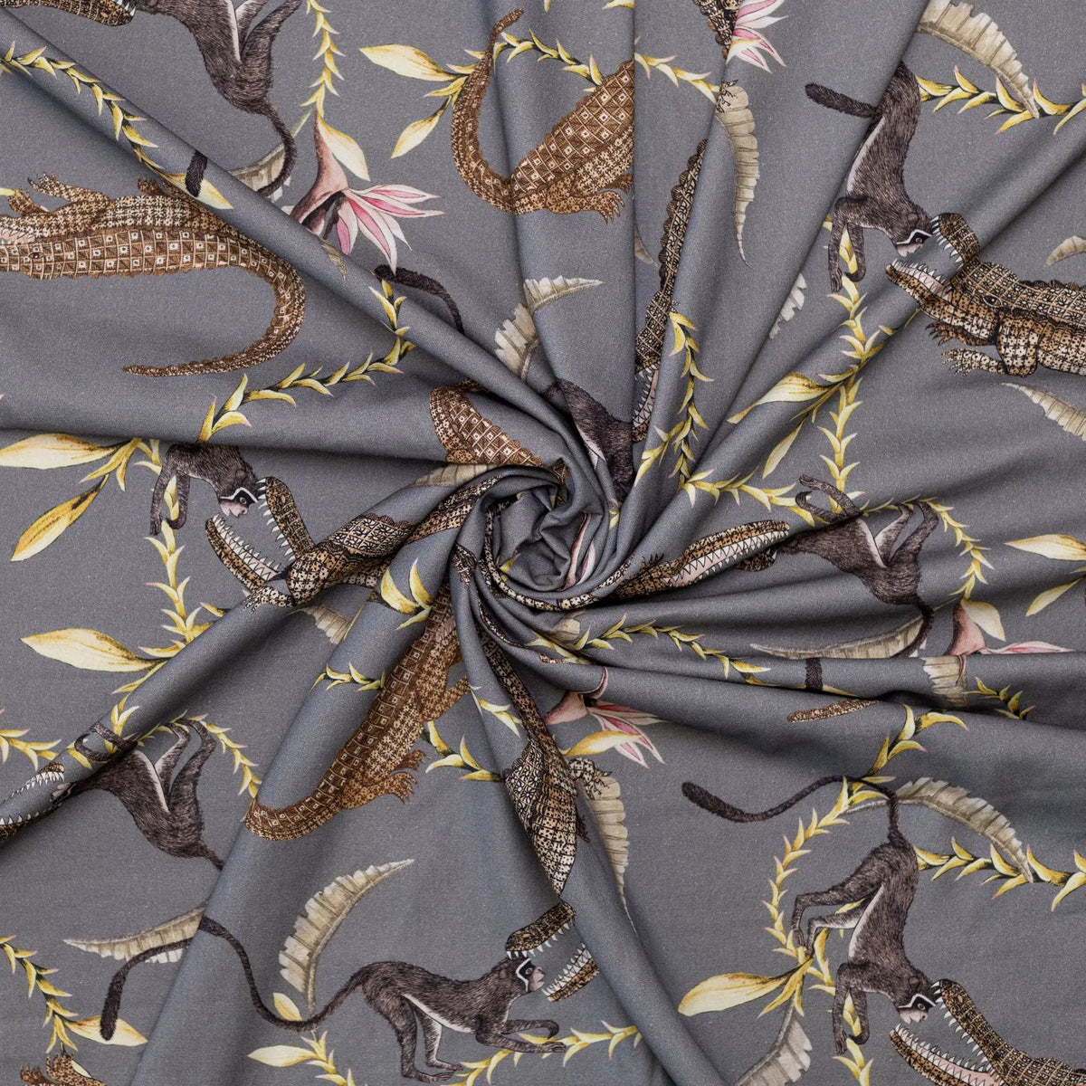River Chase Silver Ripple Linen Fabric Ardmore Design