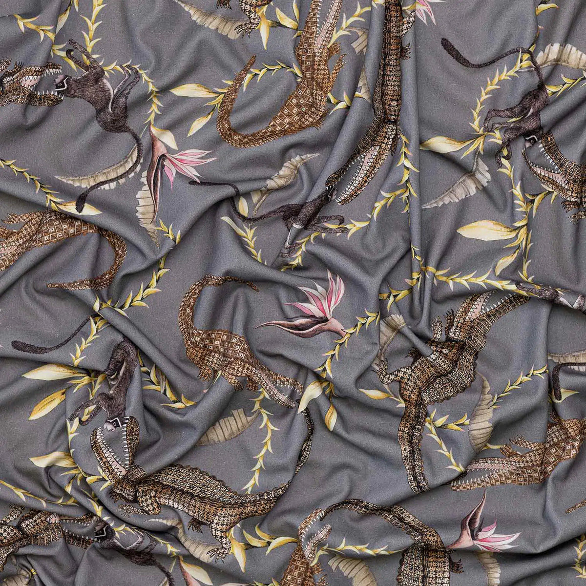 River Chase Silver Ripple Linen Fabric Ardmore Design