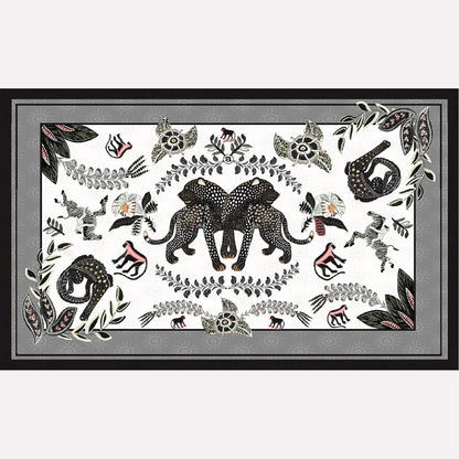 Royal Leopard Tablecloth Charcoal on Natural Ardmore Design