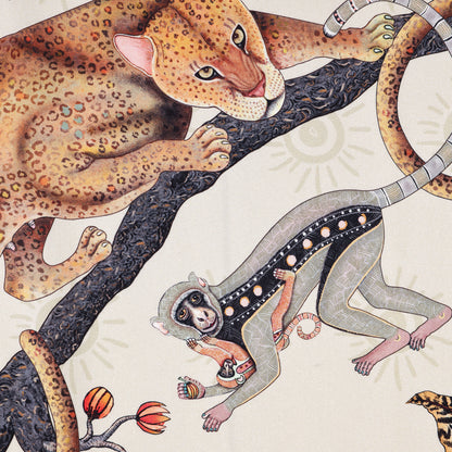 Monkey Tales Satinette Runner in Stone