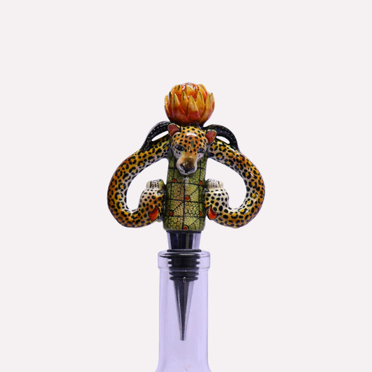 Leopard & Protea Ceramic Stopper