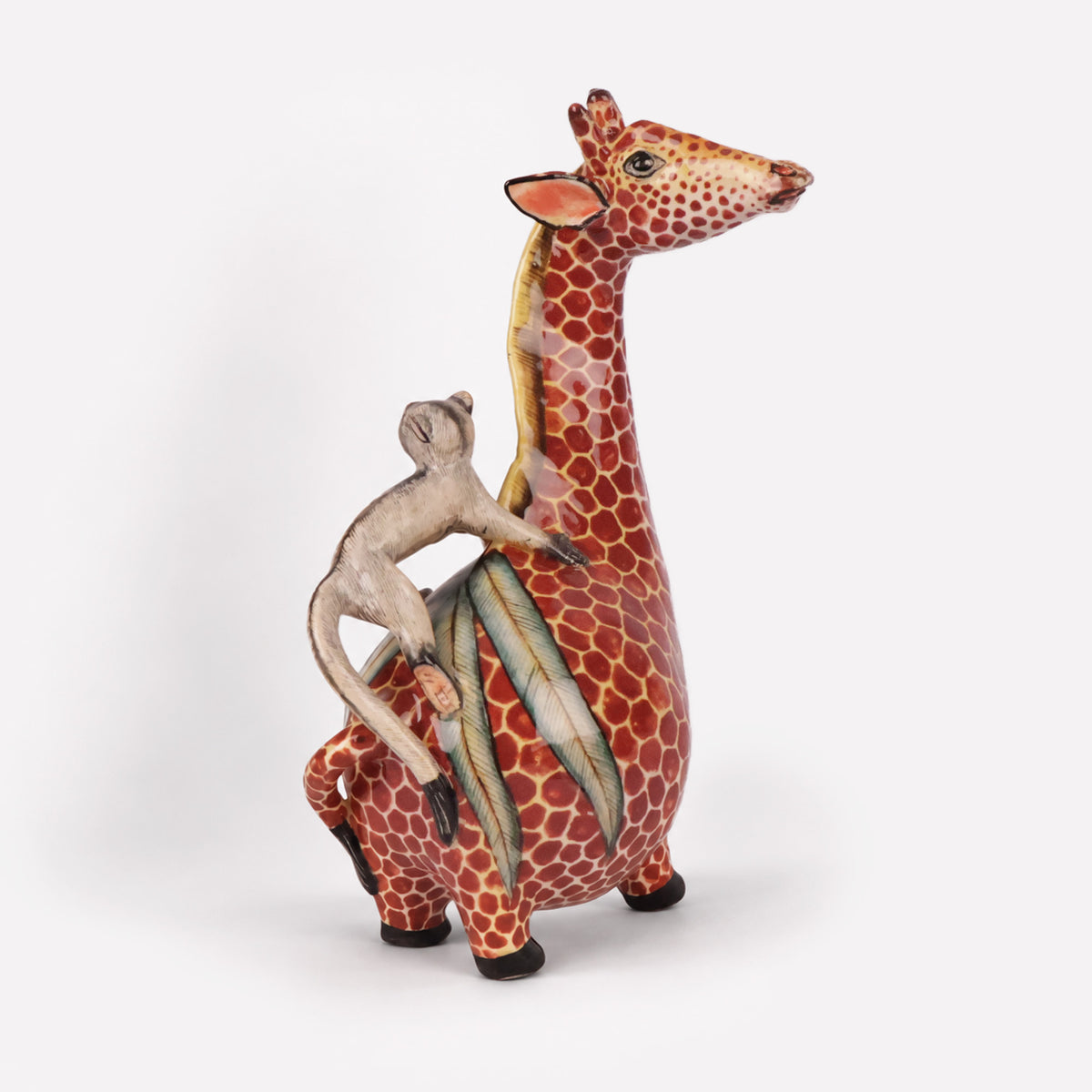Giraffe and Monkey Chubby Sculpture