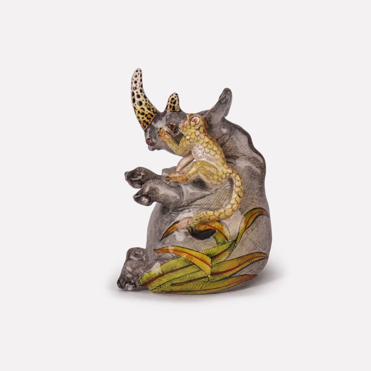 Rhino and Monkey Chubby Sculpture