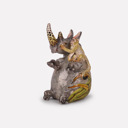 Rhino and Monkey Chubby Sculpture