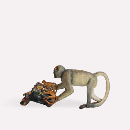 Monkey With Bin Sculpture